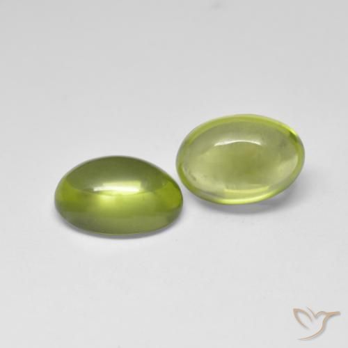 Gemas de Peridoto Verde terroso natural de 1.12 ct, Ovalada, Transparente