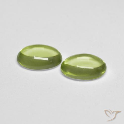Gemas de Peridoto Verde cálido natural de 0.95 ct, Ovalada, Transparente