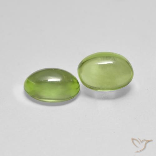 Gemas de Peridoto Verde terroso natural de 1.07 ct, Ovalada, Transparente