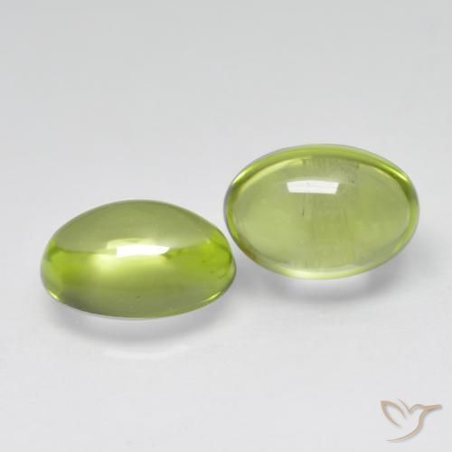 Gemas de Peridoto Verde amarillento natural de 1.21 ct, Ovalada, Transparente
