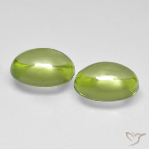 Gemas de Peridoto Verde amarillento natural de 1.21 ct, Ovalada, Transparente
