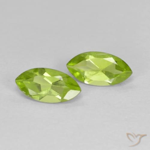 Gemas de Peridoto Verde vivo natural de 1.22 ct, Marquesa, VS