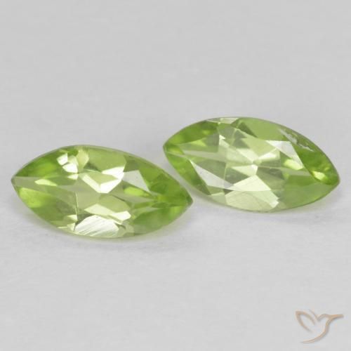 Gemas de Peridoto Verde vivo claro natural de 1.10 ct, Marquesa, VS