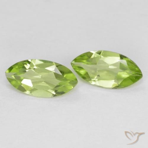 Gemas de Peridoto Verde vivo claro natural de 1.10 ct, Marquesa, VS