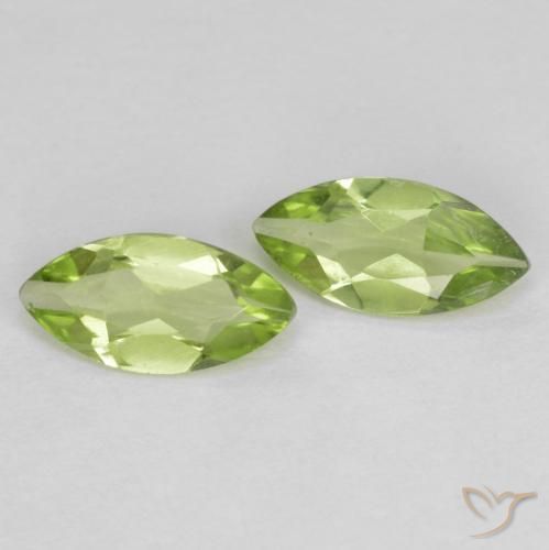 Gemas de Peridoto Verde vivo claro natural de 0.89 ct, Marquesa, VS