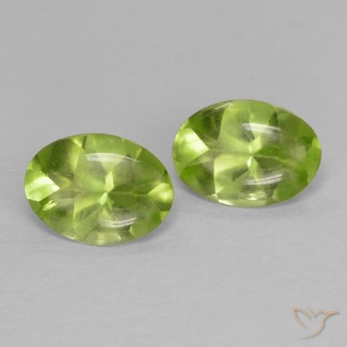 Gemas de Peridoto Verde vivo natural de 1.52 ct, Ovalada, Transparente
