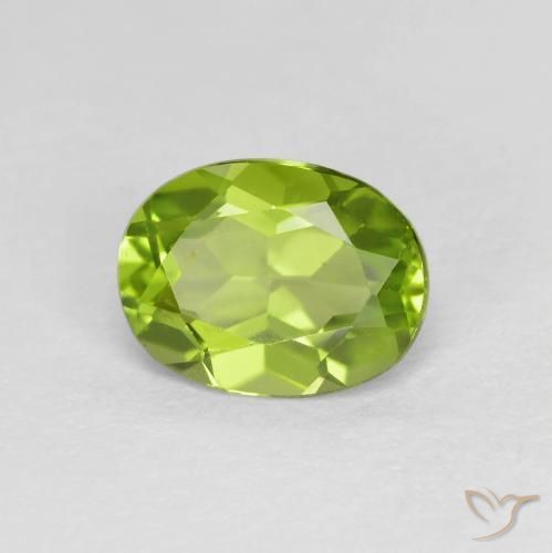 Peridoto Verde vivo natural de 1.36 ct, Ovalada, VS