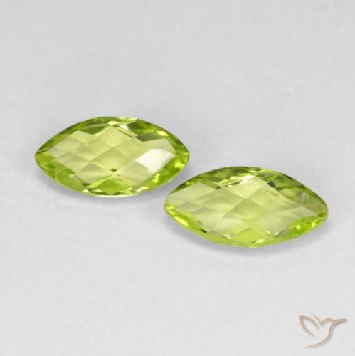 Gemas de Peridoto Verde amarillento natural de 1.34 ct, Marquesa, VVS-VS