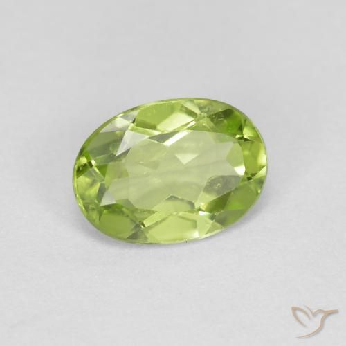 Peridoto Verde vivo natural de 0.82 ct, Ovalada, VS