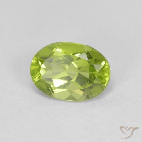 Peridoto Verde vivo natural de 0.98 ct, Ovalada, VS