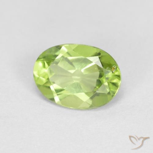 Peridoto Verde amarillento natural de 0.89 ct, Ovalada, VS-SI