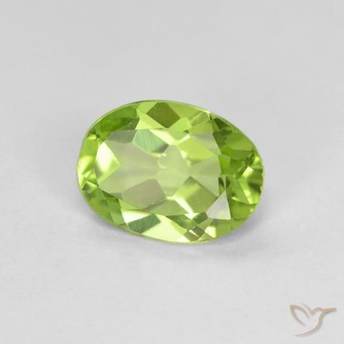 Peridoto Verde vivo natural de 0.80 ct, Ovalada, VS