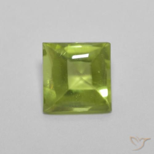 0.83ct Natural Verde vivo Peridoto, Cuadrado, Transparente