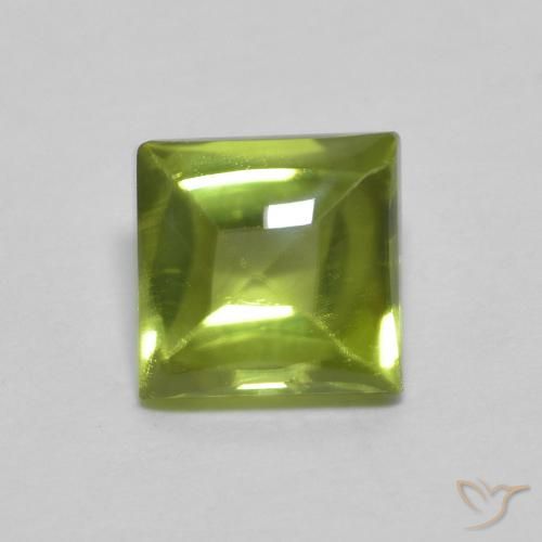 Peridoto Verde medio natural de 0.72 ct, Cuadrado, Transparente