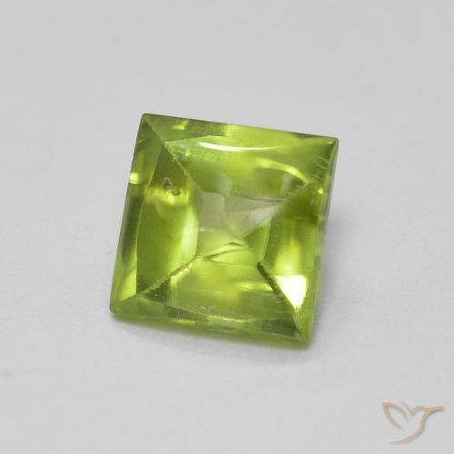 0.77ct Natural Verde vivo Peridoto, Cuadrado, Transparente