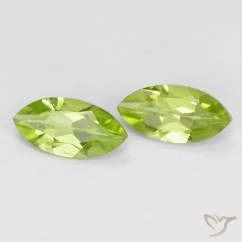 Gemas de Peridoto Verde vivo natural de 1.27 ct, Marquesa, VS
