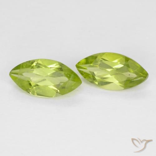 Gemas de Peridoto Verde amarillento natural de 1.24 ct, Marquesa, VS