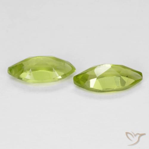 Gemas de Peridoto Verde amarillento natural de 1.24 ct, Marquesa, VS