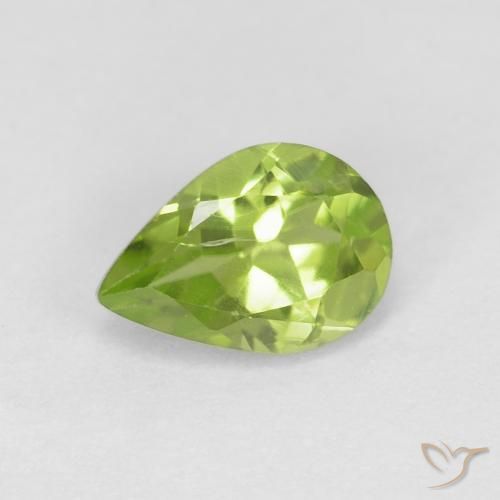 Peridoto Verde vivo natural de 0.84 ct, En forma de pera, VS