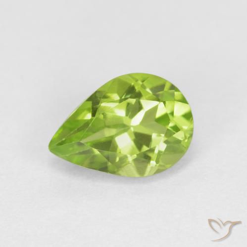 0.87ct Natural Verde medio Peridoto, En forma de pera, VS, Photo A
