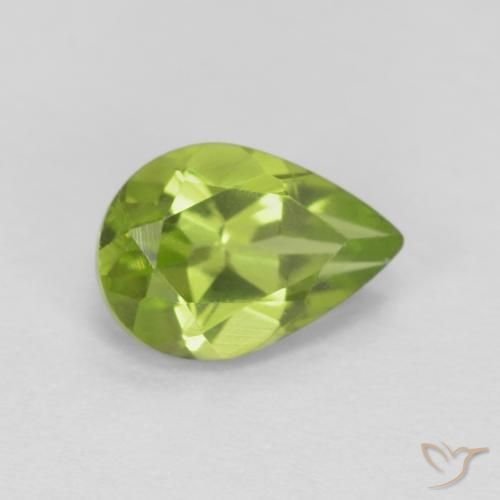 Peridoto Verde vivo natural de 0.85 ct, En forma de pera, VS