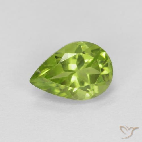 0.85ct Natural Verde medio Peridoto, En forma de pera, VS
