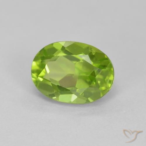 Peridoto Verde vivo natural de 1.56 ct, Ovalada, VS