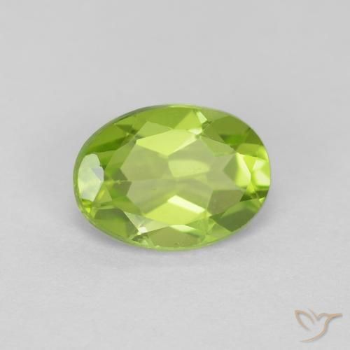 Peridoto Verde vivo natural de 1.31 ct, Ovalada, VVS-VS
