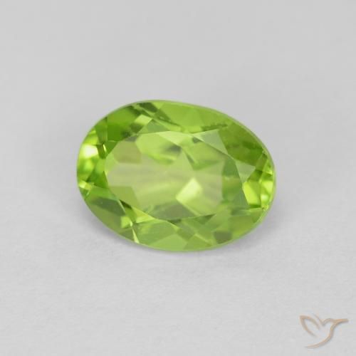 Peridoto Verde vivo natural de 1.44 ct, Ovalada, VVS-VS
