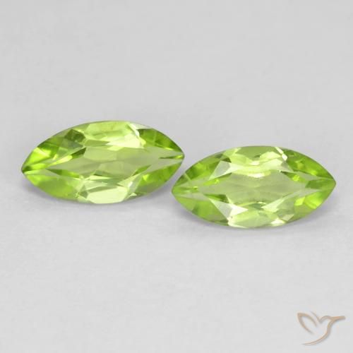 Gemas de Peridoto Verde vivo claro natural de 1.26 ct, Marquesa, VS