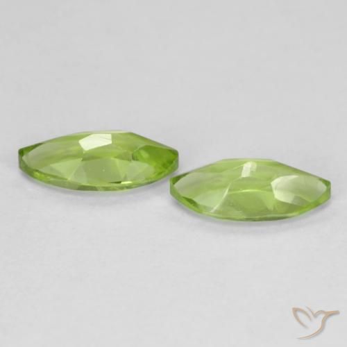 Gemas de Peridoto Verde vivo claro natural de 1.26 ct, Marquesa, VS
