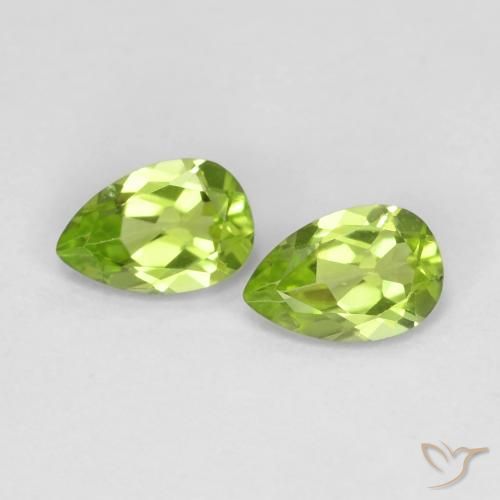 Gemas de Peridoto Verde medio natural de 0.85 ct, En forma de pera, VS