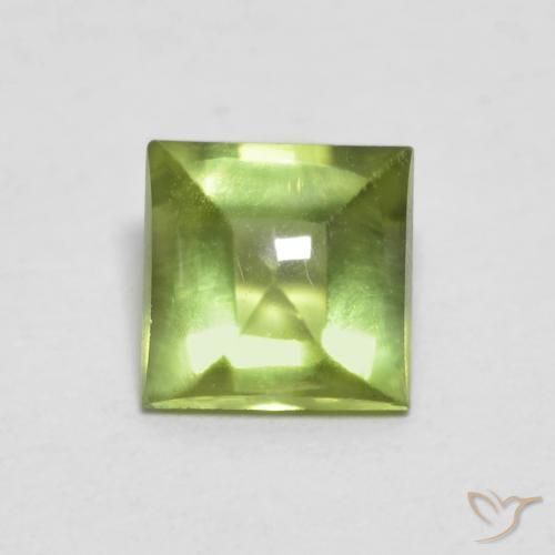 0.78ct Natural Verde vivo Peridoto, Cuadrado, Transparente
