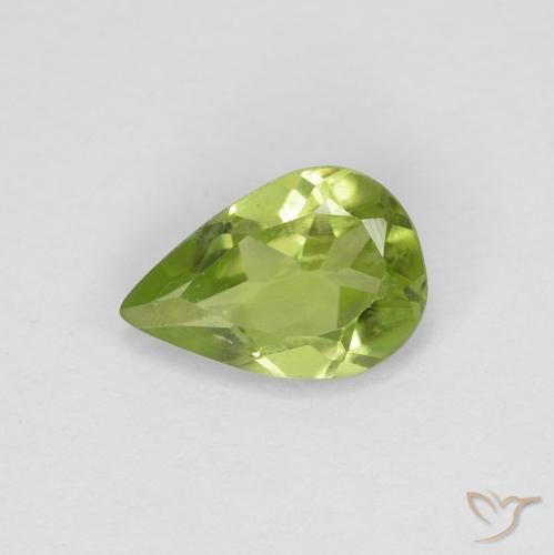 0.65ct Natural Verde amarillento Peridoto, En forma de pera, VVS