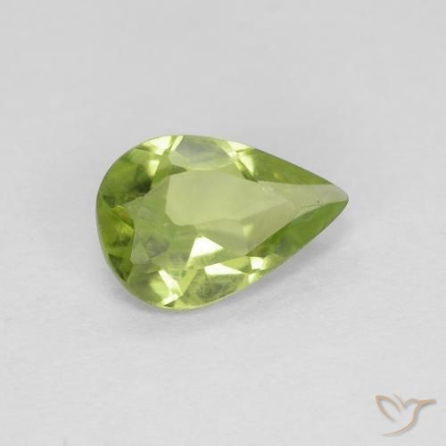 Peridoto Verde amarillento natural de 0.65 ct, En forma de pera, VVS