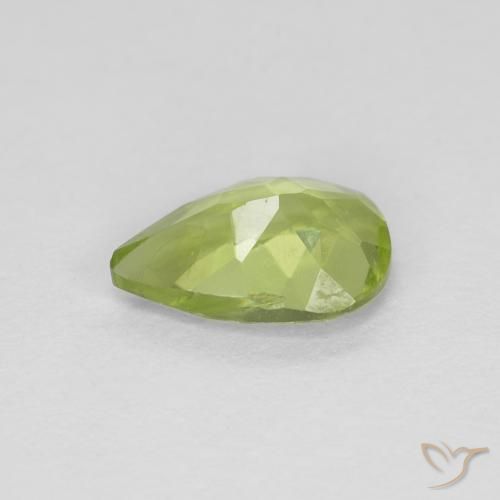 Peridoto Verde amarillento natural de 0.65 ct, En forma de pera, VVS