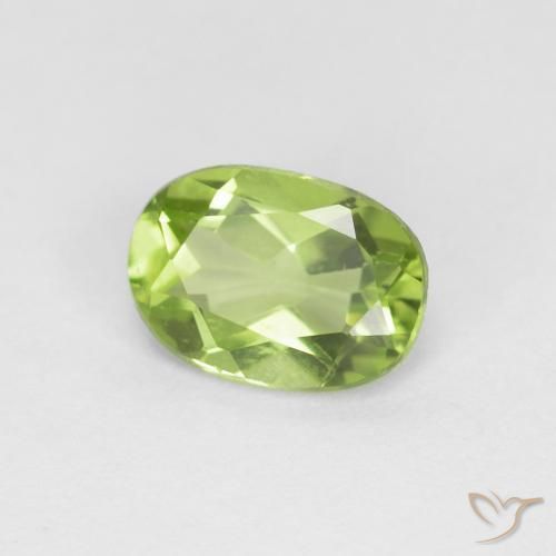 Peridoto Verde vivo natural de 0.86 ct, Ovalada, VVS-VS