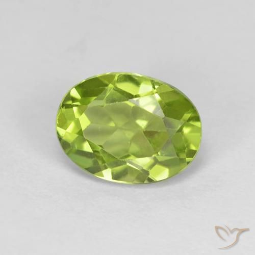 Peridoto Verde amarillento natural de 1.41 ct, Ovalada, VS