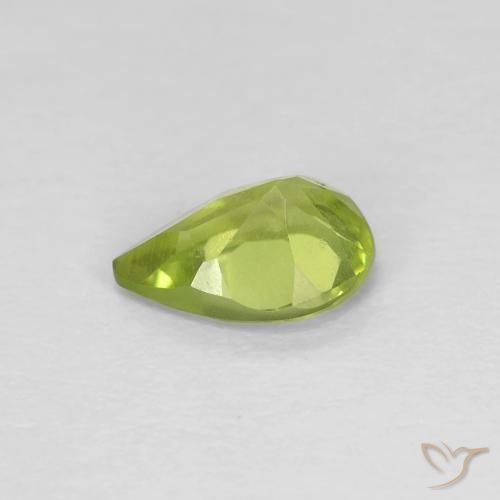 Peridoto Verde amarillento natural de 0.64 ct, En forma de pera, VVS-VS