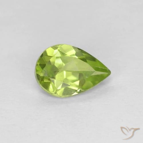 Peridoto Verde amarillento intenso natural de 0.67 ct, En forma de pera, VVS-VS