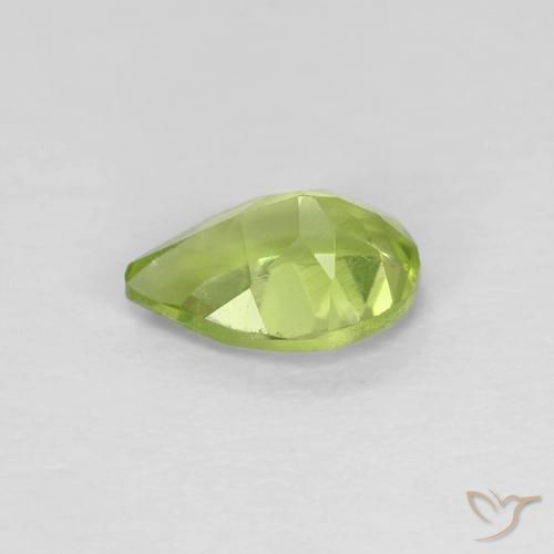 Peridoto Verde amarillento intenso natural de 0.67 ct, En forma de pera, VVS-VS