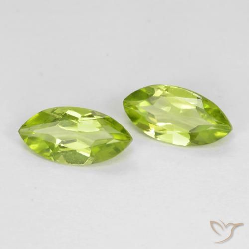 Gemas de Peridoto Verde vivo claro natural de 1.20 ct, Marquesa, VVS-VS