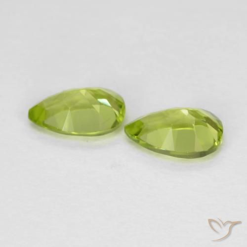 Gemas de Peridoto Verde vivo natural de 0.91 ct, En forma de pera, VVS-VS