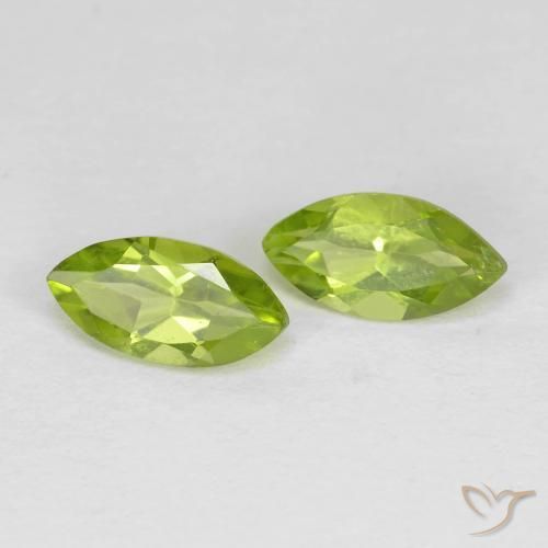 Gemas de Peridoto Verde claro natural de 1.31 ct, Marquesa, VS
