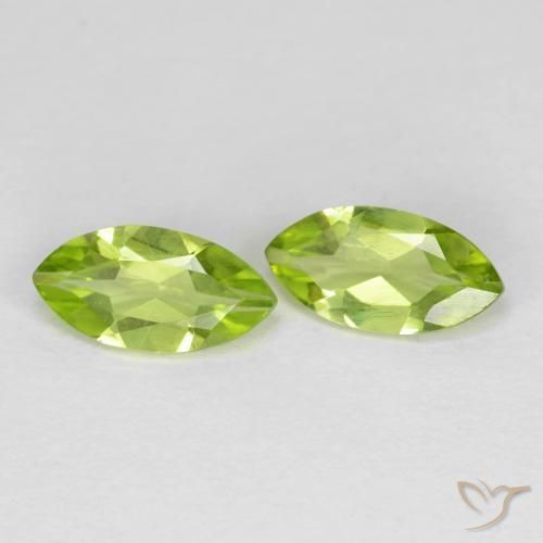 Gemas de Peridoto Verde claro natural de 1.17 ct, Marquesa, VS
