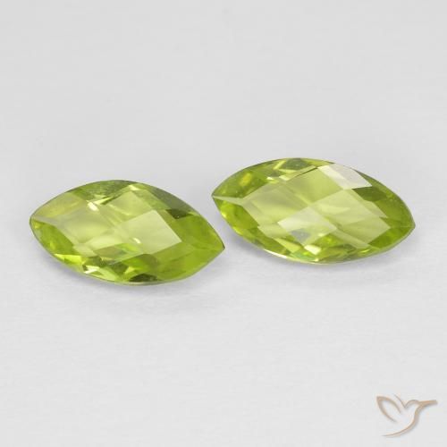 Gemas de Peridoto Verde medio natural de 1.24 ct, Marquesa, VVS-VS