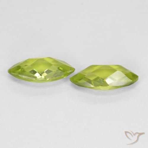 Gemas de Peridoto Verde medio natural de 1.24 ct, Marquesa, VVS-VS