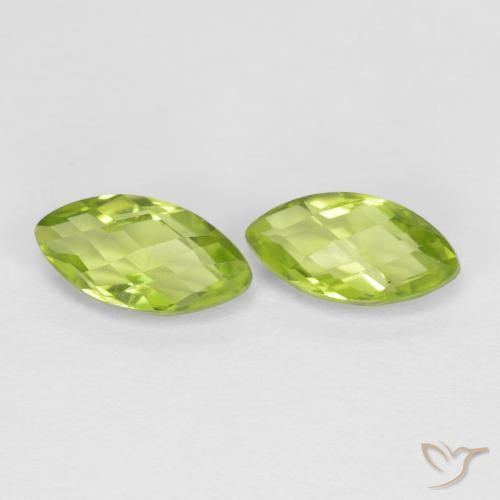 Gemas de Peridoto Verde amarillento natural de 1.33 ct, Marquesa, VVS-VS