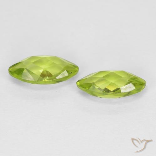 Gemas de Peridoto Verde amarillento natural de 1.33 ct, Marquesa, VVS-VS