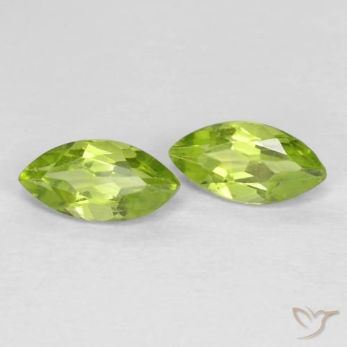Gemas de Peridoto Verde claro natural de 1.25 ct, Marquesa, VS